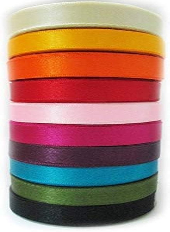 MSGH Satin Ribbon Multicolored Set of 10 Rolls, 10 Mt Each Roll, Total 100 Mt. (Half INCH) - Image 2